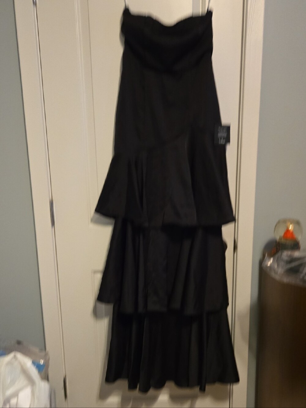 Lulus NWT Black Tiered Strapless Evening Dress